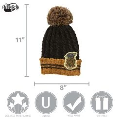 Elope Hufflepuff Heathered Pom Warm Beanie -Cheap Halloween Store hufflepuff heathered pom beanie alt 5