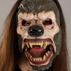 Seasonal Visions International, Ltd. Jabbering Jaw Wolfman Mask For Adults -Cheap Halloween Store jabbering jaw wolfman mask alt 3