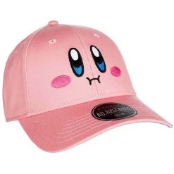 Bioworld Merchandising / Independent Sales Kirby Big Face Embroidered Curved Bill Snapback Hat -Cheap Halloween Store kirby big face embroidered curved bill snapback alt 2