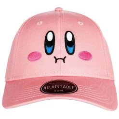Bioworld Merchandising / Independent Sales Kirby Big Face Embroidered Curved Bill Snapback Hat -Cheap Halloween Store kirby big face embroidered curved bill snapback alt 3