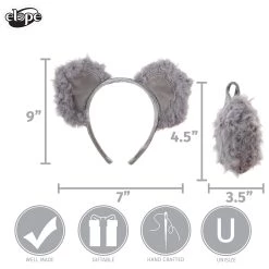 Elope Koala Gray Ears Headband & Tail Kit -Cheap Halloween Store koala ears headband tail kit alt 4
