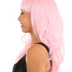 Partytime Wig Wavy Light Pink Full Wig -Cheap Halloween Store light pink full wavy wig alt 2