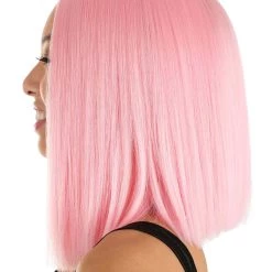 Partytime Wig Light Pink Women's Long Bob Wig -Cheap Halloween Store light pink long bob wig alt 3