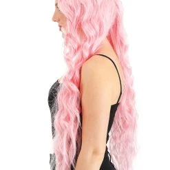 Partytime Wig Light Pink Long Wavy Wig For Women 7 Partytime Wig Light Pink Long Wavy Wig For Women -Cheap Halloween Store light pink long wavy wig alt 3
