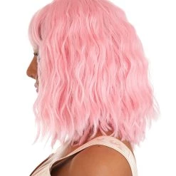 Partytime Wig Light Pink Wavy Wig For Women 7 Partytime Wig Light Pink Wavy Wig For Women -Cheap Halloween Store light pink wavy wig alt 3