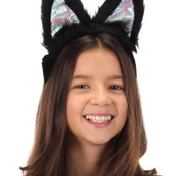 Elope Light-Up Black Cat LumenEars Glowing Headband -Cheap Halloween Store light up black cat lumenears headband alt 3