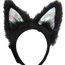 Elope Light-Up Black Cat LumenEars Glowing Headband -Cheap Halloween Store light up black cat lumenears headband alt 4