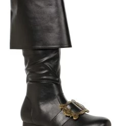 Ellie Black Pirate Buckle Boots For Men