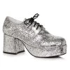 Ellie Silver Glitter Platform Shoes For Men