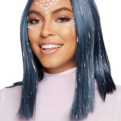 Leg Avenue Tinsel Midnight Blue Long Bob Wig