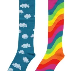 Elope Mismatched Rainbow Knee-High Socks