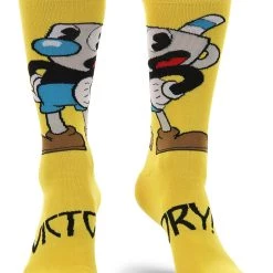 Elope Cuphead Mugman Victory! Crew Socks -Cheap Halloween Store mugman victory crew socks alt 3