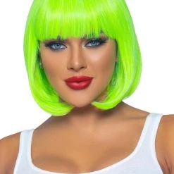 Leg Avenue Neon Green Short Bob Women's Wig