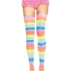 Leg Avenue Neon Rainbow Thigh High Stockings