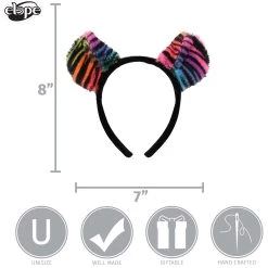Elope Neon Rainbow | Tiger Ears Headband -Cheap Halloween Store neon rainbow tiger ears headband alt 3 update