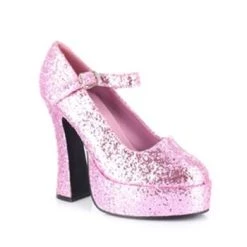 Ellie Pink Glitter Mary Jane Platform Shoes For Women
