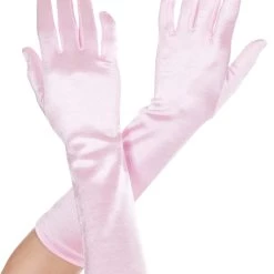 Music Legs Pink Satin Costume Gloves