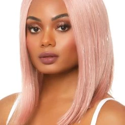 Leg Avenue Pink Tinsel Long Bob Wig