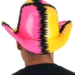 Elope Deluxe Pink & Yellow Randy Savage Cowboy Hat -Cheap Halloween Store pink yellow randy savage deluxe cowboy hat alt 2