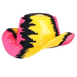 Elope Deluxe Pink & Yellow Randy Savage Cowboy Hat -Cheap Halloween Store pink yellow randy savage deluxe cowboy hat alt 3