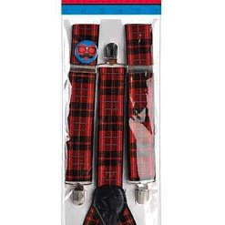 Amscan Red Plaid Nerd Suspenders