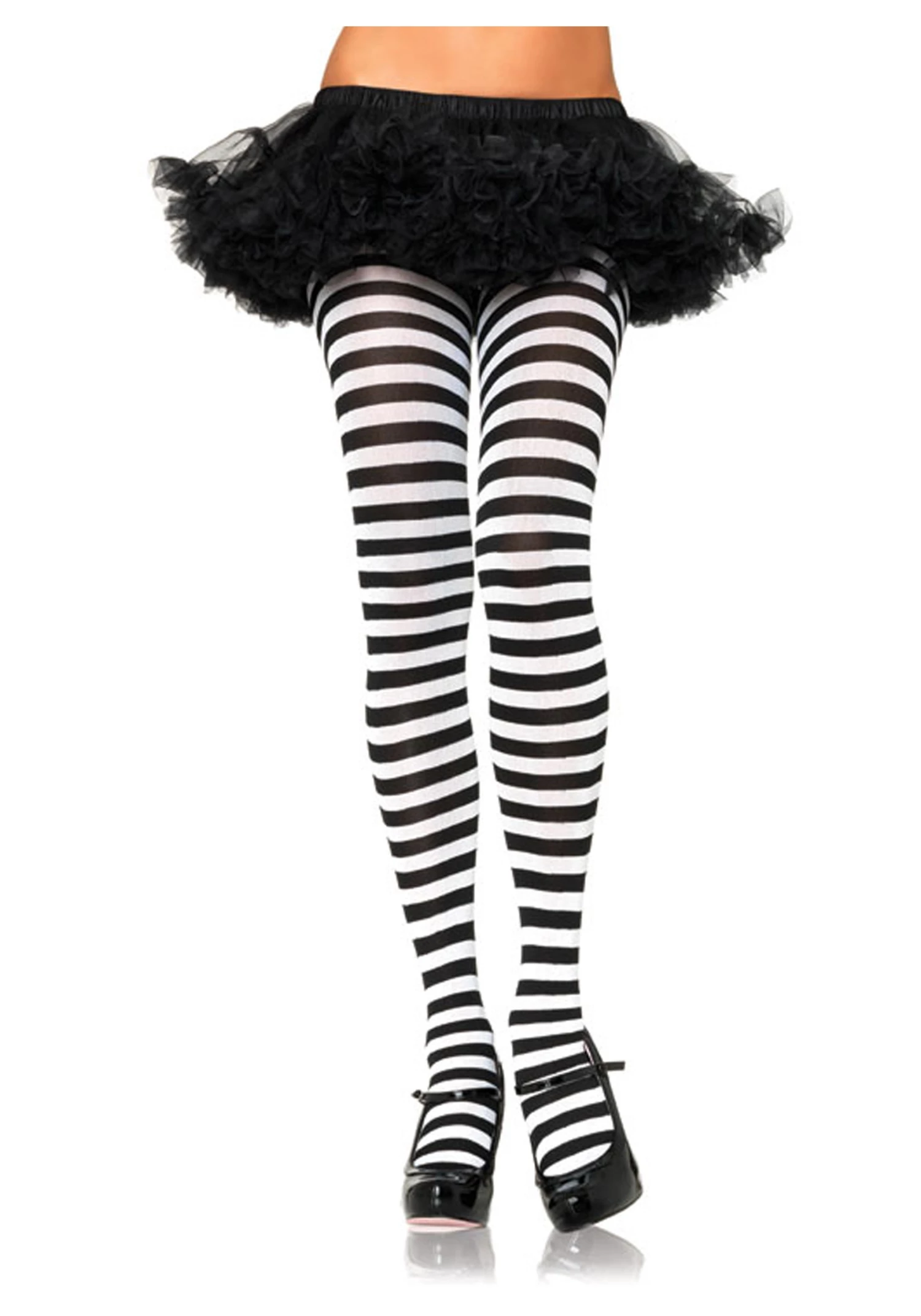 Leg Avenue Plus Size Black / White Striped Tights 1 Leg Avenue Plus Size Black / White Striped Tights