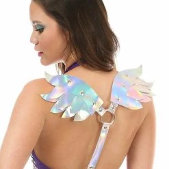 Daisy Corsets Women's Plus Size Silver Holo Body Harness W/Wings