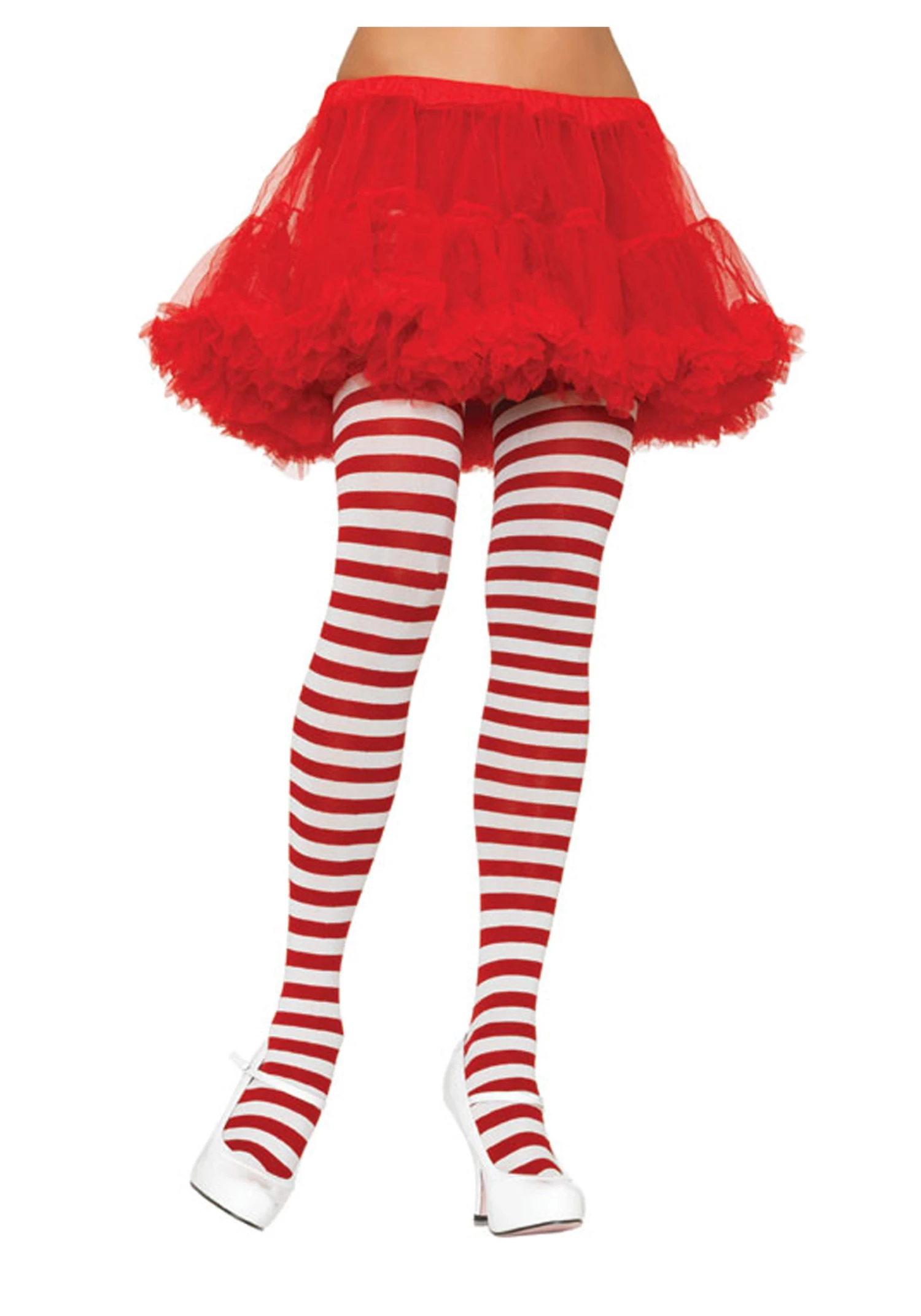 Leg Avenue Plus Size White / Red Striped Tights 1 Leg Avenue Plus Size White / Red Striped Tights