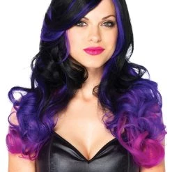 Leg Avenue Purple And Black Two-Tone Costume Wig