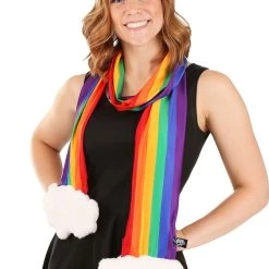 Elope Rainbow Plush Scarf With A Hidden Pocket