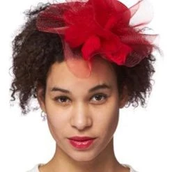H.M. Smallwares Women's Red Burst Trim Fascinator Hat