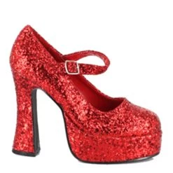 Ellie Red Glitter Platform Mary Jane Shoes For Women