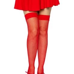 Leg Avenue Red Nylon Fishnet Thigh High Women's Tights