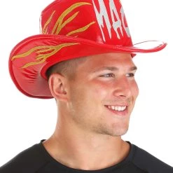 Elope Randy Savage Deluxe Red Cowboy Hat -Cheap Halloween Store red randy savage deluxe cowboy hat alt 4