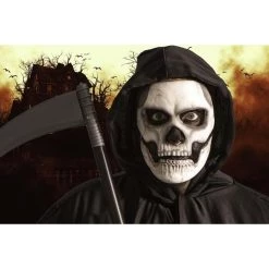 STICKFX Self-Adhering Skeleton Costume Mask With Separate Jaw Piece -Cheap Halloween Store self adhering skeleton mask with separate jaw pc alt 2