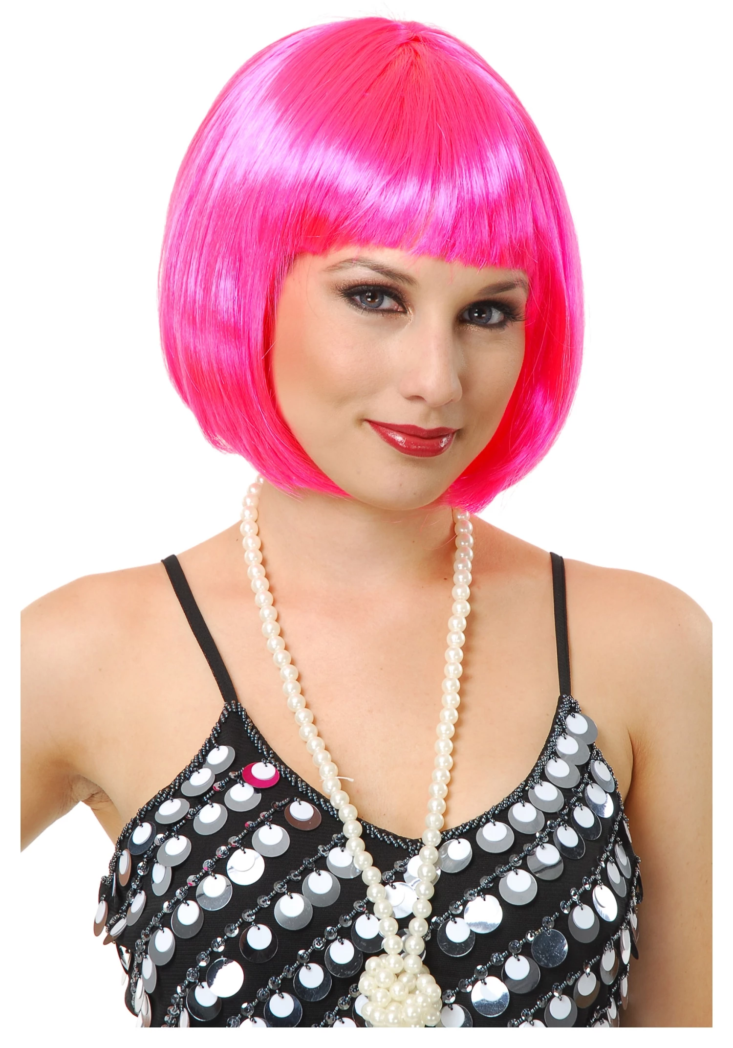 Charades Short Bob Hot Pink Wig 1 Charades Short Bob Hot Pink Wig