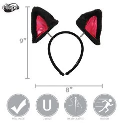 Elope Springy Cat Ears Plush Black Headband -Cheap Halloween Store springy cat ears plush headband alt 4
