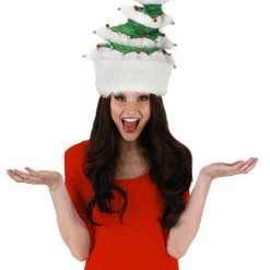 Elope Springy White Christmas Tree Plush Hat