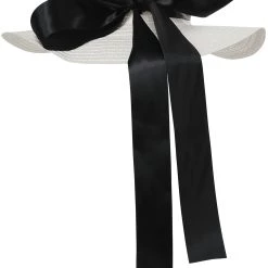 California Costume Collection White Straw Hat With Black Ribbon