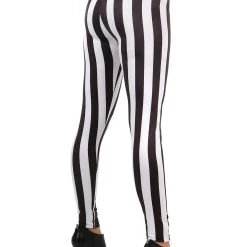 Elope Women's Black And White Striped Leggings -Cheap Halloween Store striped leggings one size alt 2