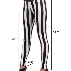 Elope Women's Black And White Striped Leggings -Cheap Halloween Store striped leggings one size alt 4