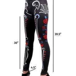 Elope Sugar Skeleton Leggings -Cheap Halloween Store sugar skull leggings one size alt 4