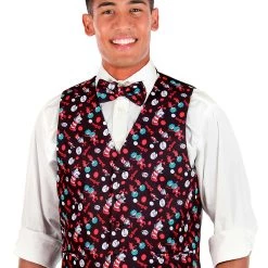 Elope The Cat In The Hat Pattern Vest & Bow Tie Kit -Cheap Halloween Store the cat in the hat pattern vest bow tie kit alt 3