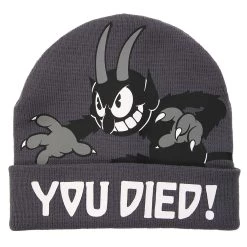 Elope The Devil Black Printed Foldup Knit Beanie -Cheap Halloween Store the devil printed foldup knit beanie alt 2 update