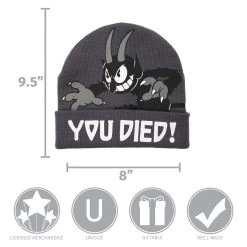 Elope The Devil Black Printed Foldup Knit Beanie -Cheap Halloween Store the devil printed foldup knit beanie alt 4