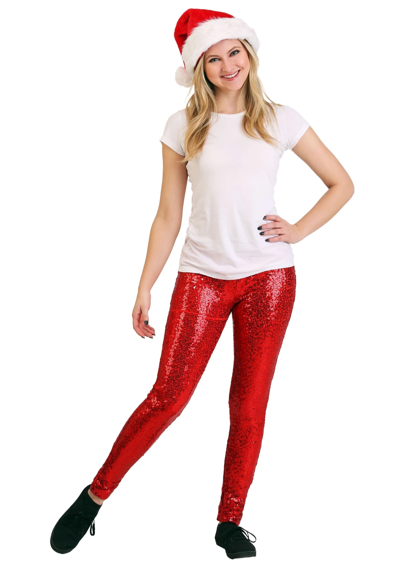 Women's Tipsy Elves Red Sequin Leggings 1 Women's Tipsy Elves Red Sequin Leggings