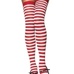 Leg Avenue White And Red Striped Stockings