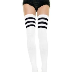 Leg Avenue White Athletic Socks With Black Stripes