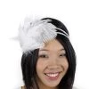 Zucker Feather White Flapper Headband With Rhinestones