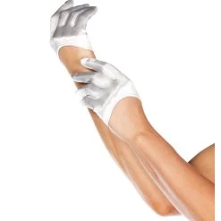 Leg Avenue White Mini Cropped Satin Gloves